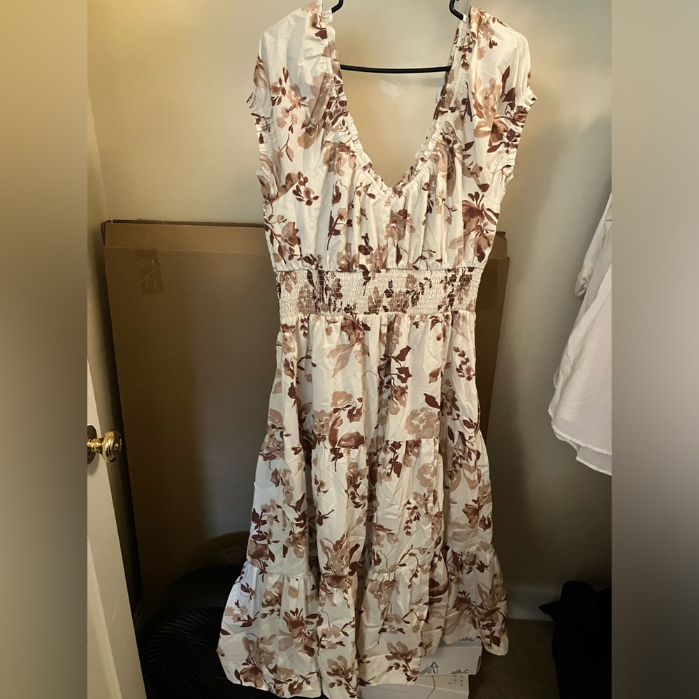 Abercrombie & Fitch Brown Floral Midi Dress - Picture 3 of 4